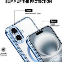 Oelrstfe mágneses telefontartó nyakpánt iPhone 16 Plus kék átlátszó tok lánccal - iPhone 16 Plus, Blue 6
