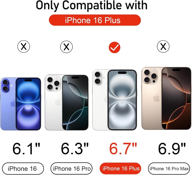 Oelrstfe mágneses telefontartó nyakpánt iPhone 16 Plus kék átlátszó tok lánccal - iPhone 16 Plus, Blue