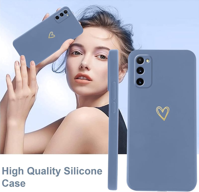 Oelrstfe Samsung Galaxy S20 szilikon tok szívmotívummal, nyakpánttal, ütésálló védelem - Samsung Galaxy S20, Blue