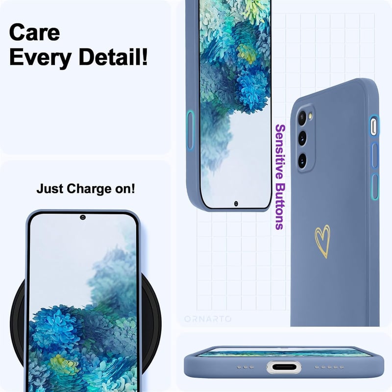 Oelrstfe Samsung Galaxy S20 szilikon tok szívmotívummal, nyakpánttal, ütésálló védelem - Samsung Galaxy S20, Blue