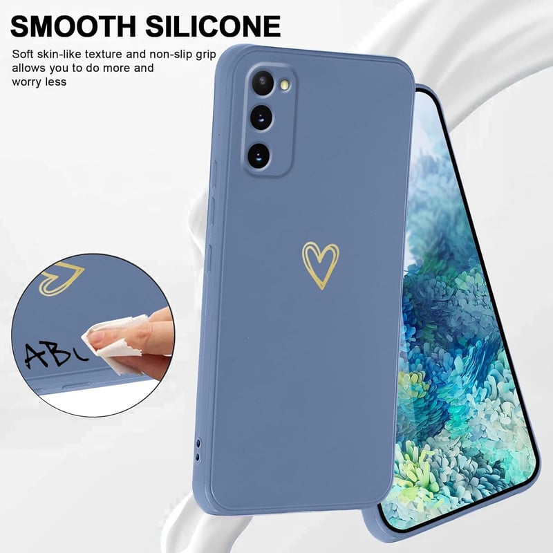 Oelrstfe Samsung Galaxy S20 szilikon tok szívmotívummal, nyakpánttal, ütésálló védelem - Samsung Galaxy S20, Blue