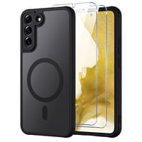 Oelrstfe puzdro pre Samsung Galaxy S22+ / S22 Plus 5G kompatibilné s MagSafe, s čiernym matným priehľadným zadným krytom, magnetickou ochranou a 2 ks tvrdeného skla 1