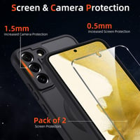Oelrstfe puzdro pre Samsung Galaxy S22+ / S22 Plus 5G kompatibilné s MagSafe, s čiernym matným priehľadným zadným krytom, magnetickou ochranou a 2 ks tvrdeného skla 6