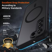 Oelrstfe puzdro pre Samsung Galaxy S22+ / S22 Plus 5G kompatibilné s MagSafe, s čiernym matným priehľadným zadným krytom, magnetickou ochranou a 2 ks tvrdeného skla 3