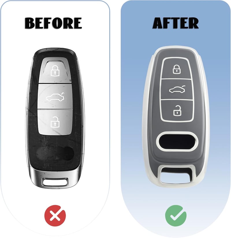 PLECĂM! Husă cheie auto Audi gri - protecție cheie A6 A7 A8 Q7 Q8 RS6 RS7