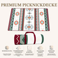 OFFASST Boho Pikniková deka vodoodolná 200x200 cm – XXL plážová podložka odolná voči piesku a prateľná na kempovanie, kúpalisko a cestovanie 6