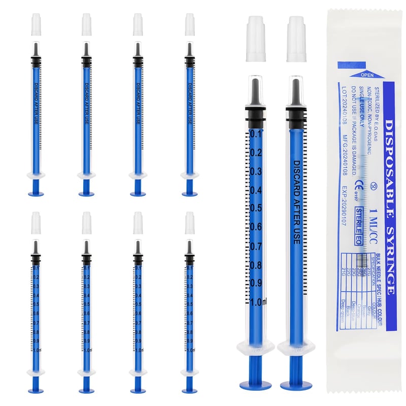 Plastová striekačka OFFCUP 1 ml so zátkou, balenie 10 ks, injekčná striekačka na tekutiny bez ihly pre laboratórne účely a zavlažovanie
