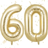 OFFCUP Číslo 60 Balón Zlatý Krémový, Fóliový balón na 60. narodeniny, 40-palcový obrovský héliový balón 101 cm, Párty dekorácia na výročie 1