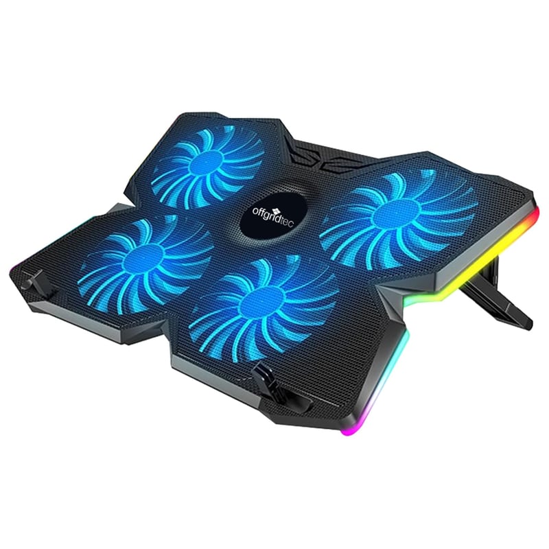 Chladiaca podložka pod notebook Offgridtec K25 Pro so 4 tichými ventilátormi, 1100 ot./min, 2 USB porty, nastaviteľnou výškou, pre notebooky a konzoly s uhlopriečkou 10 – 17 palcov