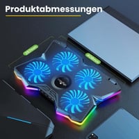 Chladiaca podložka pod notebook Offgridtec K25 Pro so 4 tichými ventilátormi, 1100 ot./min, 2 USB porty, nastaviteľnou výškou, pre notebooky a konzoly s uhlopriečkou 10 – 17 palcov 2