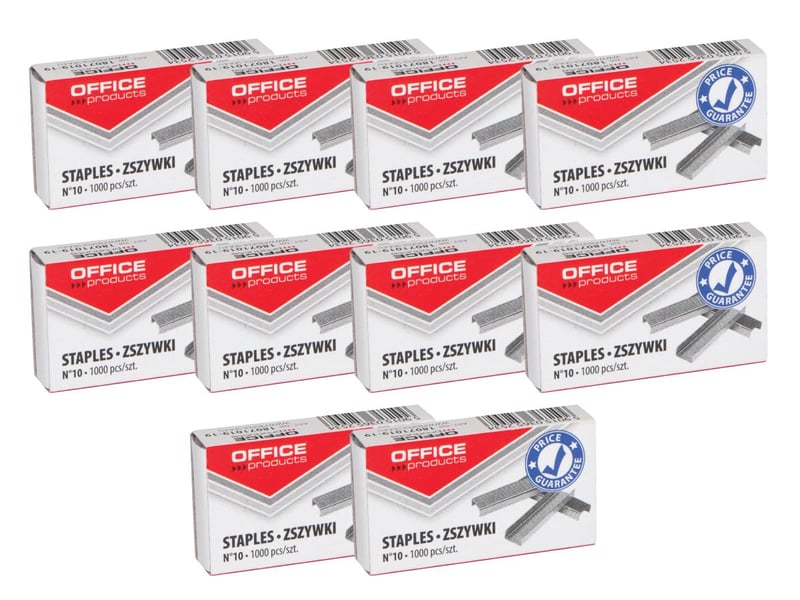 OFFICE PRODUCTS 18071019-19 Sponky do zošívačky 10/5 strieborné 10 000 ks (10 x 1000 ks) pozinkované štandardné sponky do ručnej zošívačky kancelárske sponky