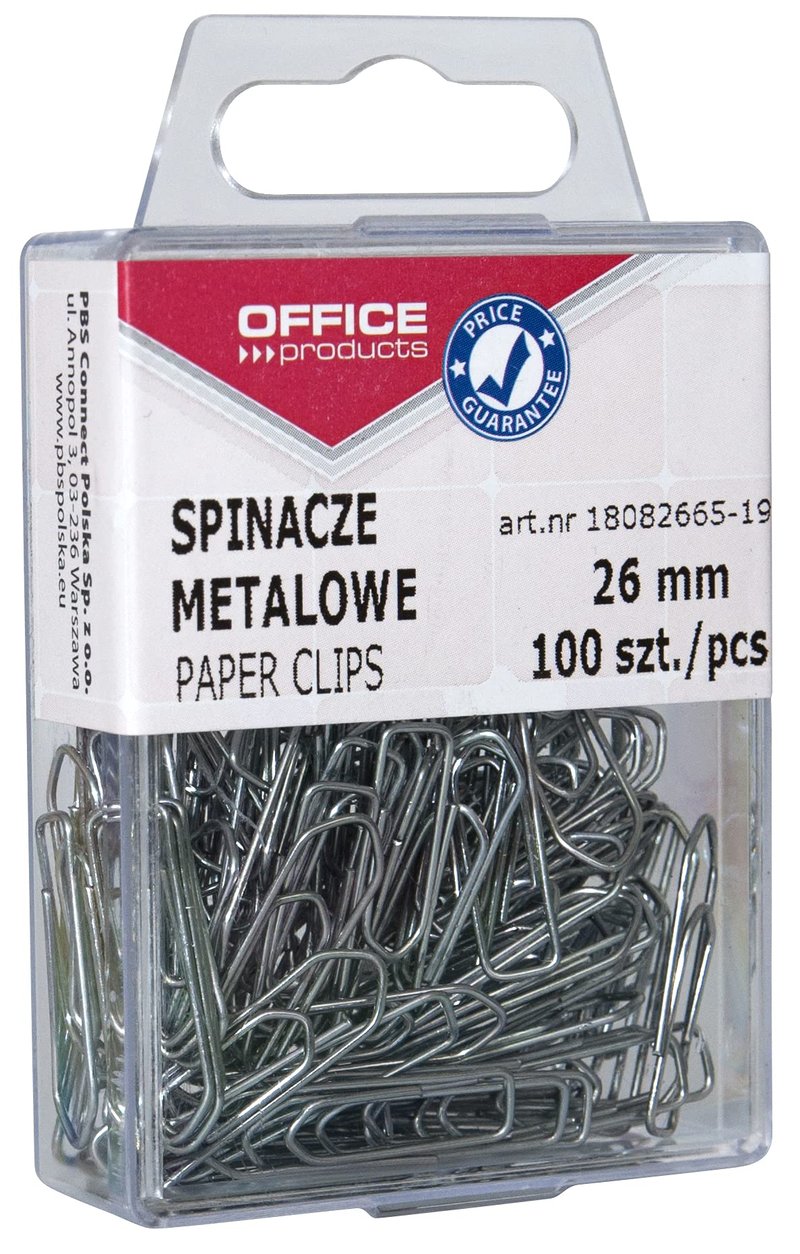OFFICER PRODUCTS Kovové spinky 26 mm strieborné, 100 ks v krabičke, kancelárske spinky, súprava kovových spiniek na papier