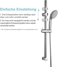 OFFO 60 cm rozsdamentes zuhanysín állítható tartóval, 28-61 cm közötti távolság 3