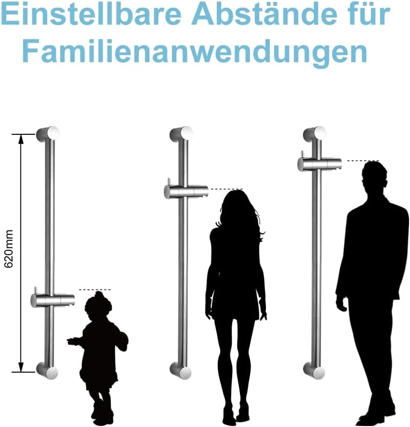 OFFO 60 cm rozsdamentes zuhanysín állítható tartóval, 28-61 cm közötti távolság