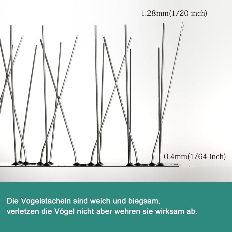 OFFO Rozsdamentes Acél Madárriasztó Tüskék, Galamb és Madárvédelem Erkélyre, Tetőre, Kertbe, Ablakpárkányra, 78 cm