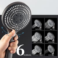 OFFO Zuhanyfej Tömlővel 1,6m, 6 Sugártípusú Kézi Zuhany Víztakarékos Funkcióval, Fekete Króm Rozsdamentes Acél 5