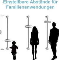 OFFO Zuhanyrudazat 70 cm Rozsdamentes Acél Állítható Távolság 38-66 cm Zuhanytartóval Króm Fürdőszoba 2