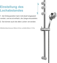 OFFO Zuhanyrudazat 70 cm Rozsdamentes Acél Állítható Távolság 38-66 cm Zuhanytartóval Króm Fürdőszoba 3