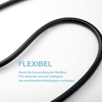OFFO Zuhanytömlő 1,6m Univerzális Zuhanycsö PVC Anyagból Fürdőszoba Szerelvényekhez Mosógéphez Matt Fekete 6