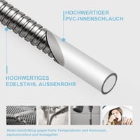 OFFO Zuhanytömlő 5m Rozsdamentes Acél Nagy Nyomású Flexibilis Zuhanycsatorna Törésálló Fürdőszoba Nikkel Szürke 4