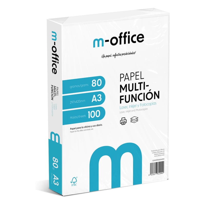 Kancelársky papier OFITURIA A3 80 g/m² M-Office, 100 listov, 297x420 mm, pre atramentové a laserové tlačiarne
