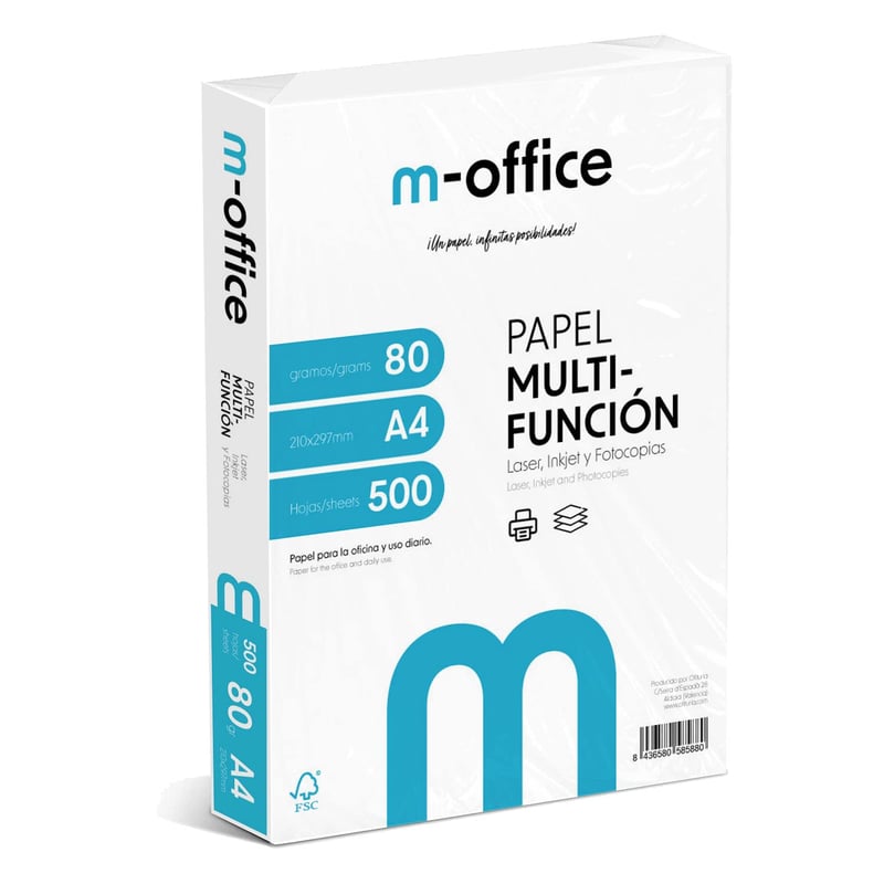 Hârtie de birou OFITURIA m-office A4 80g, 500 coli, pentru imprimante inkjet și laser, 210 x 297 mm, hârtie multifuncțională albă pentru copiator