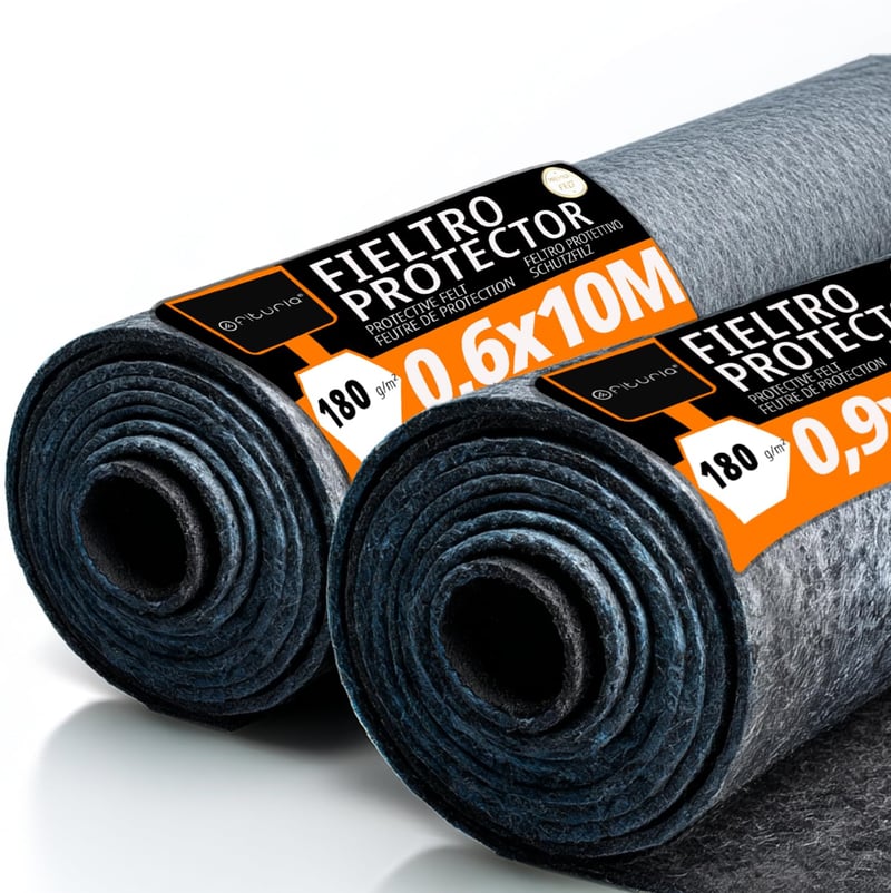 OFITURIA Ochranná plsť na podlahu 60 cm x 10 m, 180 g/m², súprava 2 ks, na maľovanie a renováciu, šedá ochranná fólia na podlahu