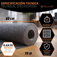 OFITURIA Ochranná plsť na podlahu 60 cm x 10 m, 180 g/m², súprava 2 ks, na maľovanie a renováciu, šedá ochranná fólia na podlahu 2