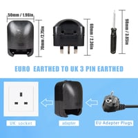 Adaptor priză EU-UK OFOAEEA cu împământare, set de 2 bucăți, pentru priză europeană Schuko și ștecher britanic 3