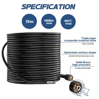 OHAYORI 15 m čistiaca hadica na potrubie pre zariadenia Kärcher K2 K3 K4 K5 K6 K7 HD HDS, 180 bar, s pevnou a rotačnou tryskou, vrátane adaptéra kompatibilného s Lavor, Parkside a Bosch 2
