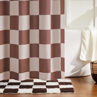 Ohocut Khaki Kockás Zuhanyfüggöny 72x72 Inch Vintage Stílusú Mosható 4