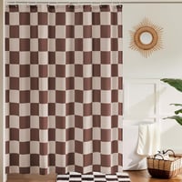 Ohocut Khaki Kockás Zuhanyfüggöny 72x72 Inch Vintage Stílusú Mosható 1