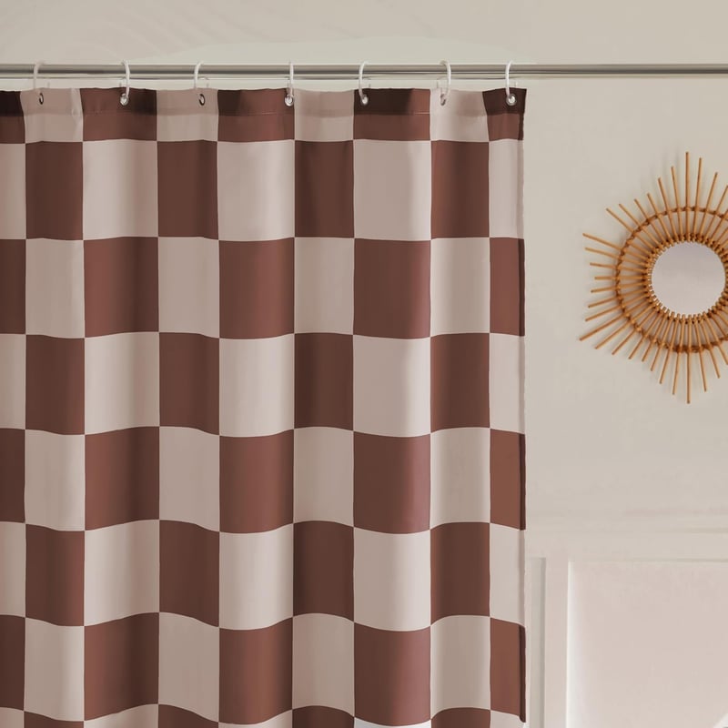 Ohocut Khaki Kockás Zuhanyfüggöny 72x72 Inch Vintage Stílusú Mosható