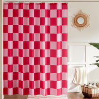 Ohocut Vintage Kockás Zuhanyfüggöny 72x72 Inch Rózsaszín Mosható 1
