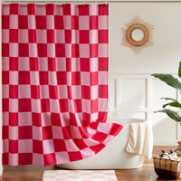 Ohocut Vintage Kockás Zuhanyfüggöny 72x72 Inch Rózsaszín Mosható 2