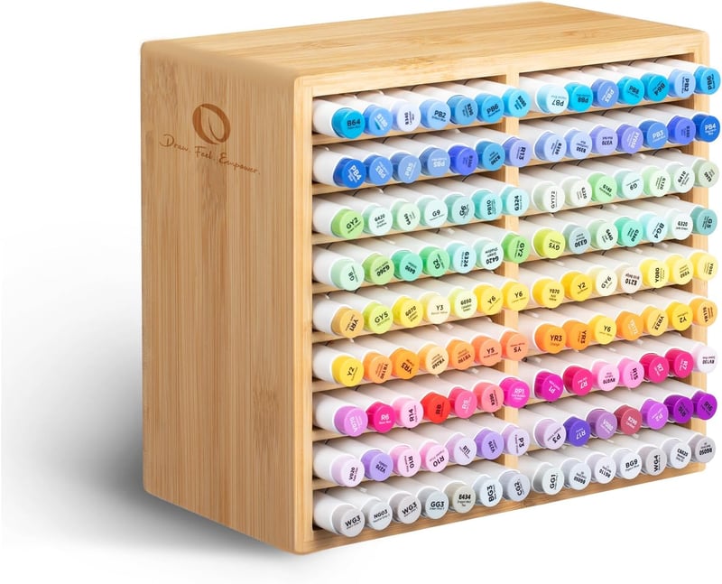 Organizator de birou din bambus Ohuhu cu 18 compartimente - capacitate 126 de locuri