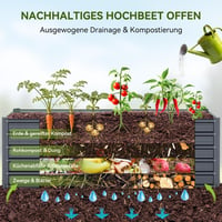 Ohuhu Fém Magaságyás 240x90x60cm Rozsdamentes Acél Zöldség Virág Herb 3