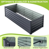 Ohuhu Fém Magaságyás 240x90x60cm Rozsdamentes Acél Zöldség Virág Herb 6