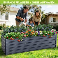 Ohuhu Fém Magaságyás 240x90x60cm Rozsdamentes Acél Zöldség Virág Herb 2