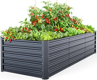 Ohuhu Fém Magaságyás 240x90x60cm Rozsdamentes Acél Zöldség Virág Herb 1
