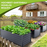 Ohuhu Fém Magaságyás 240x90x60cm Rozsdamentes Acél Zöldség Virág Herb 7