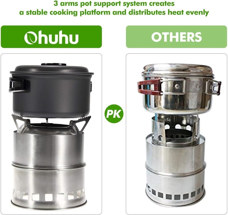 Ohuhu Hobo Kemping Kályha Rozsdamentes Acél Hordtáskával Piknikhez Túrázáshoz