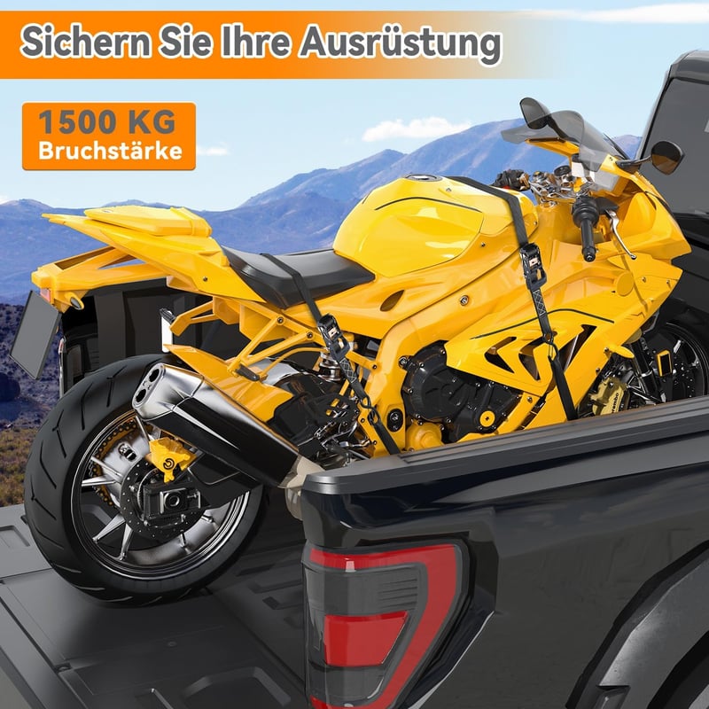 Ohuhu Rögzítő Szíjak Racsnis 4 db 1500 kg Terhelésig Motorkerékpárhoz