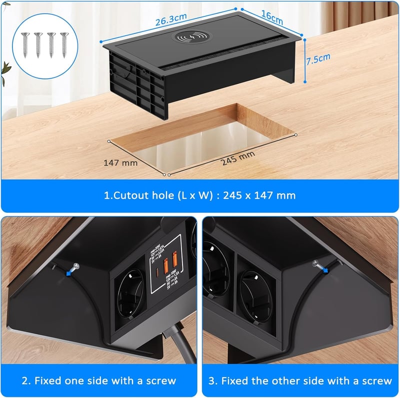 Ohuo 3 az 1-ben visszahúzható elosztó USB-C PD 20W és vezeték nélküli töltéssel