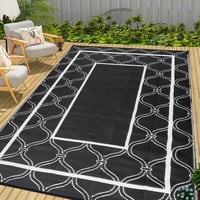 OIGAE Kültéri szőnyeg 150x240 cm fekete UV-álló teraszra erkélyre 7