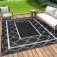 OIGAE Kültéri szőnyeg 150x240 cm fekete UV-álló teraszra erkélyre 1