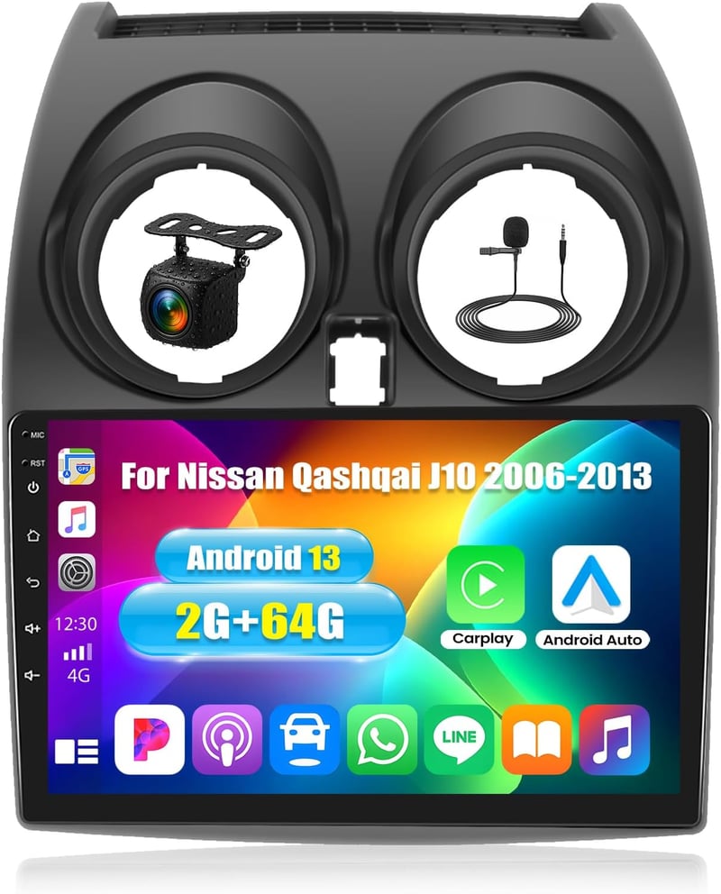 OiLiehu 2G+64G Android 13 Autórádió Nissan Qashqai J10 2006-2013 9" Kijelzővel