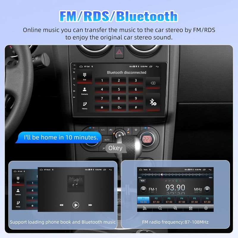 OiLiehu 2G+64G Android 13 Autórádió Nissan Qashqai J10 2006-2013 9" Kijelzővel