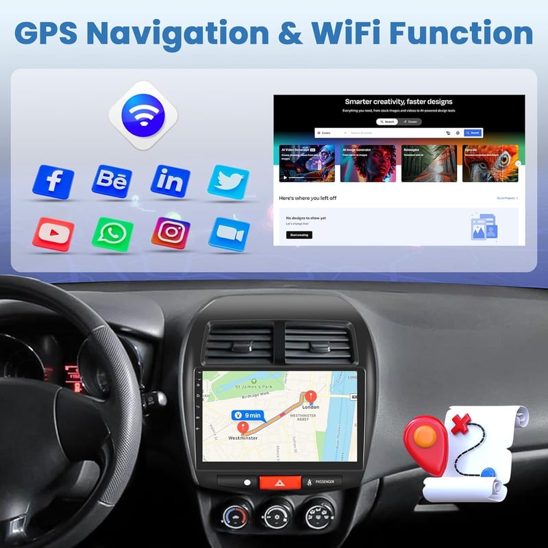 OiLiehu Android 13 4+64G 10,1" dupla DIN autórádió CarPlay Bluetooth GPS WiFi kormányvezérléssel Mitsubishi ASX 1 Peugeot 4008 Citroen C4 to