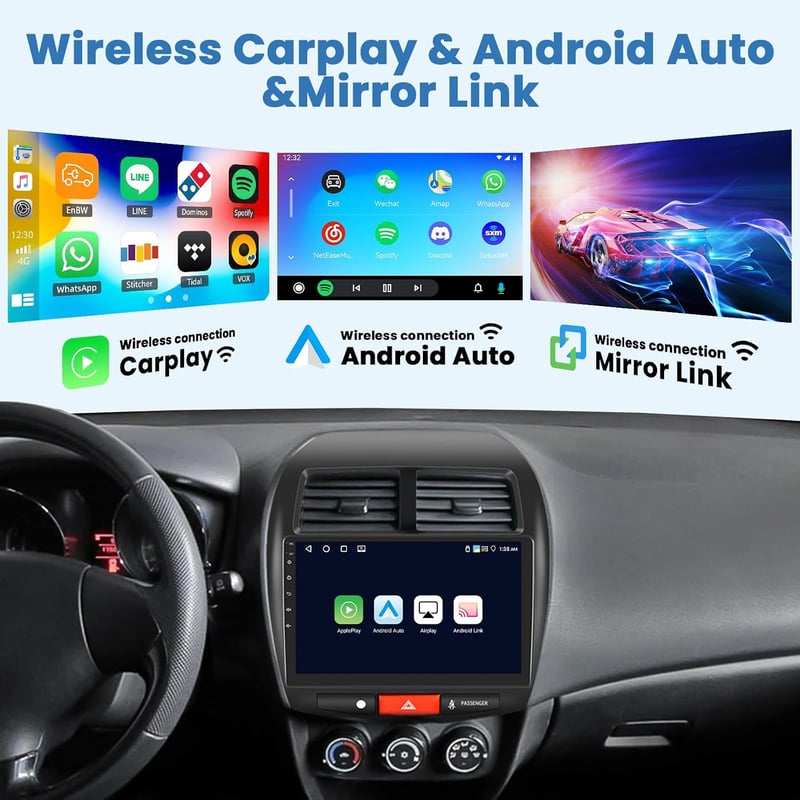 OiLiehu Android 13 4+64G 10,1" dupla DIN autórádió CarPlay Bluetooth GPS WiFi kormányvezérléssel Mitsubishi ASX 1 Peugeot 4008 Citroen C4 to